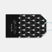 Étiquettes-cadeau Motif Art Déco Blanc Sur Noir (Devant (Horizontal))