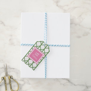Étiquettes-cadeau Motif bambou treillis vert Prépa personnalisé