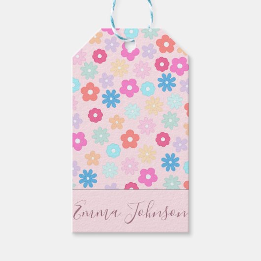 Étiquettes-cadeau Motif Boho Rose Daisy Flowers (Devant)