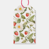Étiquettes-cadeau Motif botanique de marguerite et de fraise vintage (Devant)