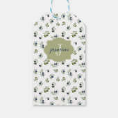 Étiquettes-cadeau Motif chic aquarelle Monogramme nom Vert Olive (Dos)