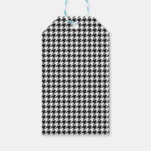 Étiquettes-cadeau Motif classique en Houndstooth : Vintage noir et b