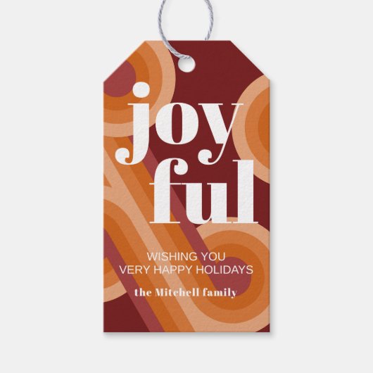 Étiquettes-cadeau Motif d'art des vagues Abstraites rétro personnali (Devant)