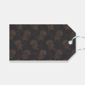 Étiquettes-cadeau Motif d'art en ligne géométrique or rose