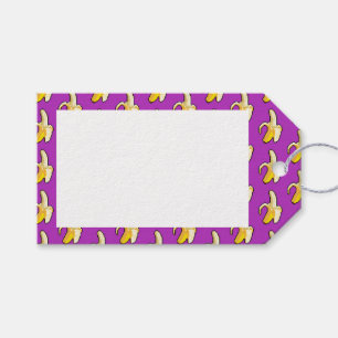 Étiquettes-cadeau Motif d'art Pixel de banane jaune peint