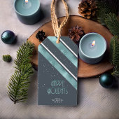 Étiquettes-cadeau Motif de bande de Noël ID Turquoise862