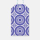 Étiquettes-cadeau Motif de carreaux de Merci bleu blanc (Dos)