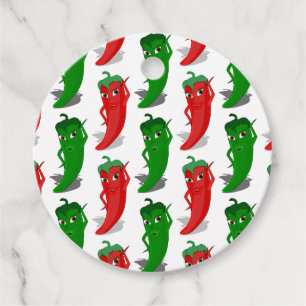 Étiquettes Cadeau Motif De Cartoon Rouge Et Vert Pepper Divas