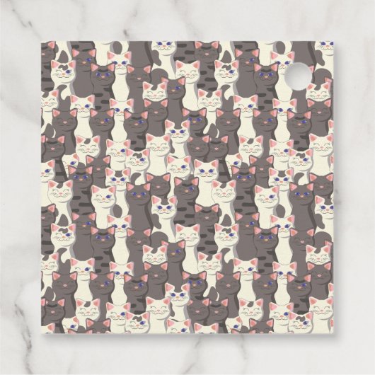 Étiquettes Cadeau Motif de chats blancs et gris (Dos)