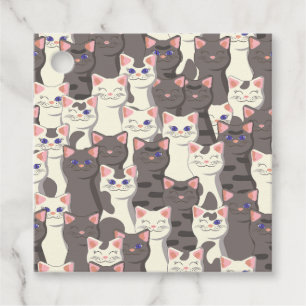 Étiquettes Cadeau Motif de chats blancs et gris