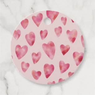 Étiquettes Cadeau Motif de coeur d'amour rose