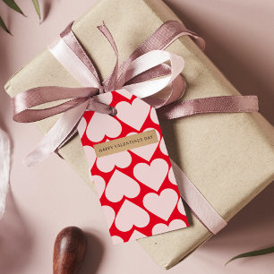 Étiquettes-cadeau Motif de coeur romantique et rouge moderne
