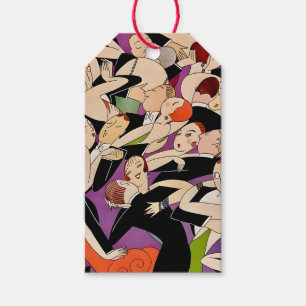 Étiquettes-cadeau Motif de couples de danse Art déco   Ère du jazz d