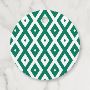 Étiquettes Cadeau Motif de diamant vert et blanc