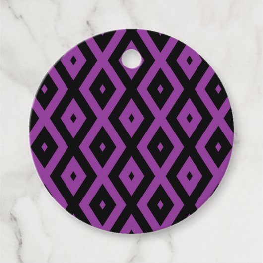 Étiquettes Cadeau Motif de diamants violet et noir (Devant)
