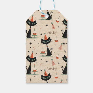 Étiquettes-cadeau Motif de fête d'anniversaire pour chat atomiqu