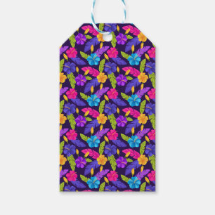 Étiquettes-cadeau Motif de feuilles et fleurs tropicales-23857