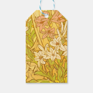 Étiquettes-cadeau Motif de fleurs de lys d'Alphonse Mucha : Art nouv