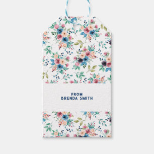 Étiquettes-cadeau Motif de fleurs printanières colorées