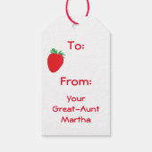 Étiquettes-cadeau Motif de fraises avec nom Texte (Dos)