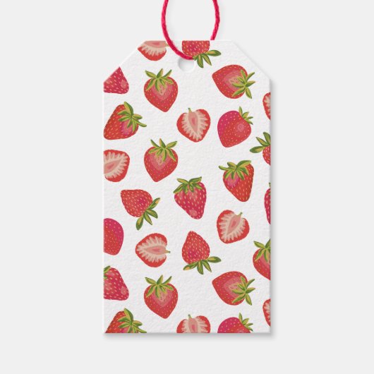 Étiquettes-cadeau Motif de fraises rouges (Devant)