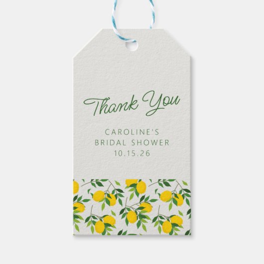 Étiquettes-cadeau Motif de fruit de citron Remerciement de douche de (Devant)
