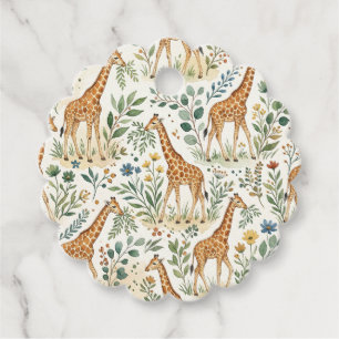 Étiquettes Cadeau Motif de girafe à l'aquarelle mignon