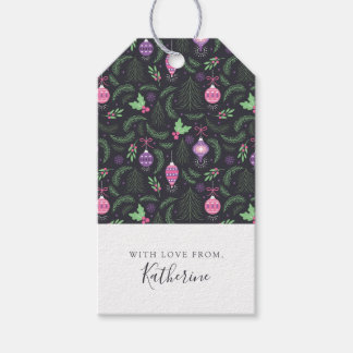 Étiquettes-cadeau Motif de l'ornement de Noël Vintage violet