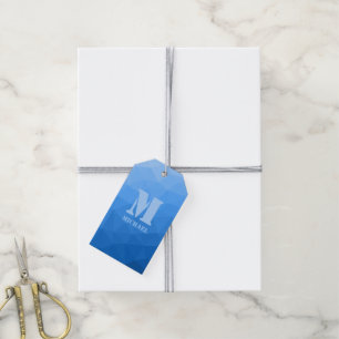 Étiquettes-cadeau Motif de maillage géométrique bleu clair