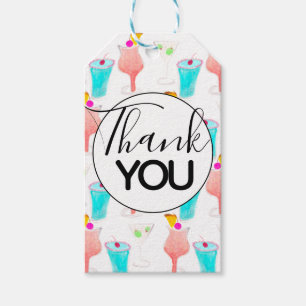 Étiquettes-cadeau Motif de Margarita de cocktail à l'aquarelle Merci