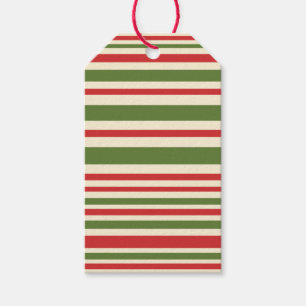 Étiquettes-cadeau Motif de Noël à bande variable Crème verte rouge