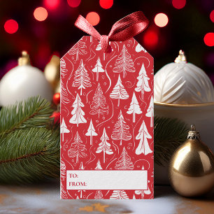 Étiquettes-cadeau Motif de Noël blanc rouge #6 ID1009