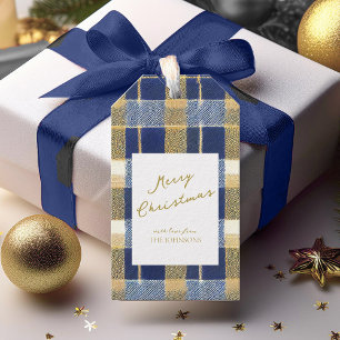 Étiquettes-cadeau Motif de Noël en or bleu n° 7 ID1009