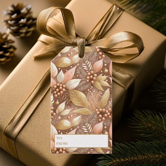 Étiquettes-cadeau Motif de Noël en or rose #8 ID1009