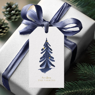 Étiquettes-cadeau Motif de Noël Gold bleu#10 ID1009