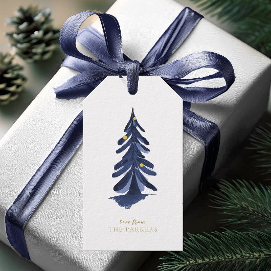 Étiquettes-cadeau Motif de Noël Gold bleu#10 ID1009
