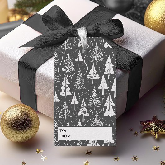 Étiquettes-cadeau Motif de Noël noir blanc #6 ID1009