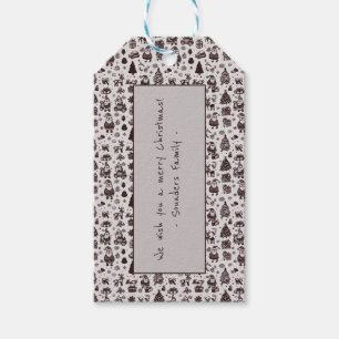 Étiquettes-cadeau Motif de Noël Sepia