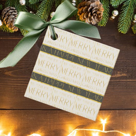 Étiquettes Cadeau Motif de Noël Vert Or #35 ID1009