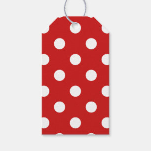 Étiquettes-cadeau Motif de point rouge et blanc de polka