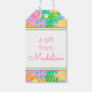 Étiquettes-cadeau Motif de poissons tropicaux colorés