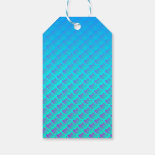 Étiquettes-cadeau Motif de sirène en bleu et violet Aqua