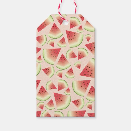 Étiquettes-cadeau Motif de tranches de fruits de pastèque (Devant)