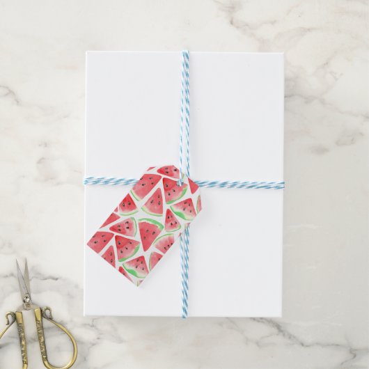 Étiquettes-cadeau Motif de tranches de pastèque (Avec de laficelle)