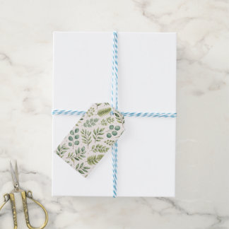 Étiquettes-cadeau Motif de verdure à l'aquarelle | Feuilles botaniqu