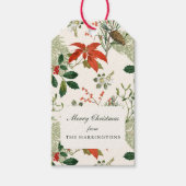 Étiquettes-cadeau Motif de verdure de Noël vintage (Devant)