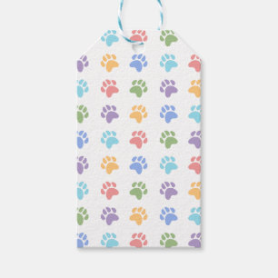 Étiquettes-cadeau Motif d'empreintes de pattes d'animaux colorés à e