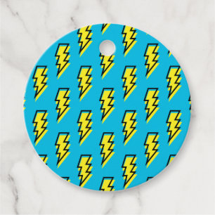 Étiquettes Cadeau motif des années 80/90's Fun Blue Yellow Bolt Neon