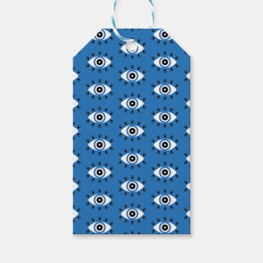 Étiquettes-cadeau Motif des yeux mal grecs bleu noir blanc (Devant)