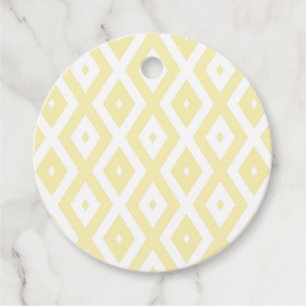 Étiquettes Cadeau Motif diamant jaune pâle et blanc
